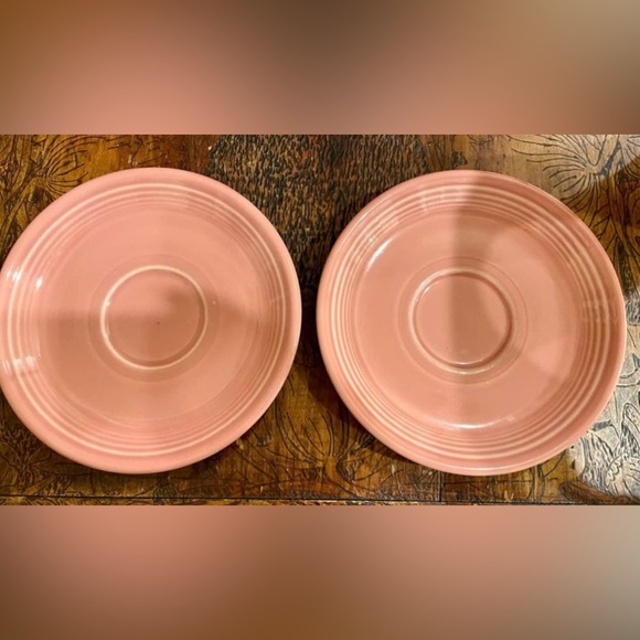 Fiesta Ware Saucers. Pink/Rose in color. Lead Free. MMA is listed on bottom. - Picture 1 of 3